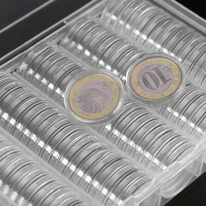 Clear Coin Capsules, Dollar Coin Holder, 100/200/300pcs Coin Holders For Collectors, Plastic Coin Case, Coin Protectors With Adjustable Gasket