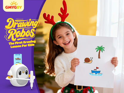 Drawing Robot for Kids with 200 Learning Cards & 12 Color Pens | Interactive Educational Toy, Tablet-Free Drawing Game, Step-by-Step Lessons, Suitable for Boys & Girls Ages 3+, ABS Material, USB Charging