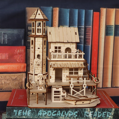 3D Wood Model Kit for Adults & Teens – DIY Wooden Assembly Puzzle, Choose Fisherman's Hut / Treehouse / Cowboy Bar, STEM Brain Teaser Craft Kit, Unique Birthday & Holiday Gift