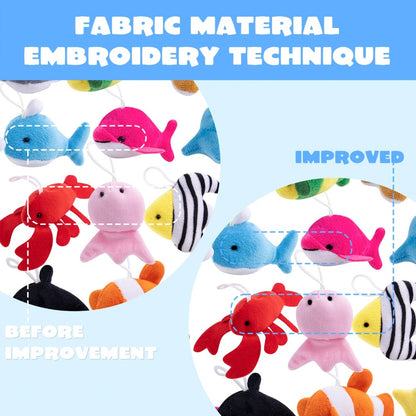 24pcs Mini Sea Animal Plush Toys Bulk Set – Stuffed Ocean Animal Keychains for Party Favors, Pinata Fillers, Goodie Bag Stuffers, Easter Basket, Classroom Prizes, Birthday Christmas Gifts for Kids