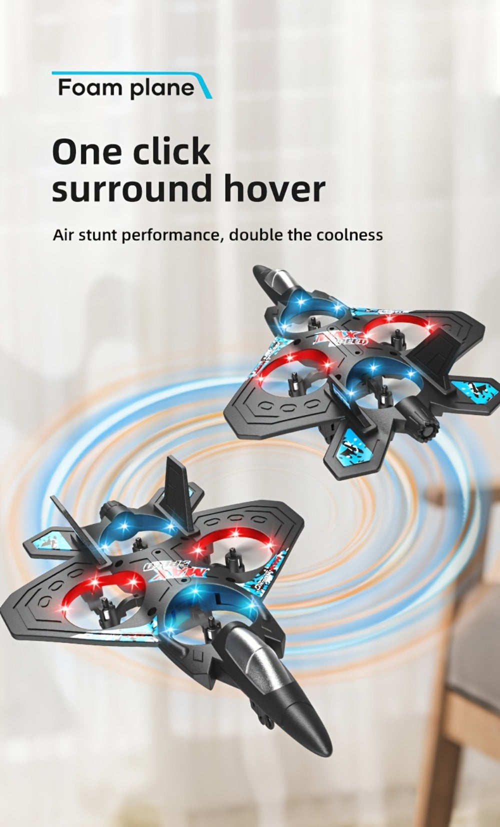 RC Drone for Kids & Beginners with Height Hold – Rechargeable Remote Control Airplane Indoor Outdoor Toy Gift for Boys Girls (Black/Blue/Red)