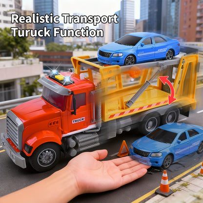 Kids Toys for 3 4 5 6 Boys, 13"Tow Truck Toy, Friction Powered Transport Truck Crane Toy with Lights And Sounds, Birthday Gifts for Boy Child