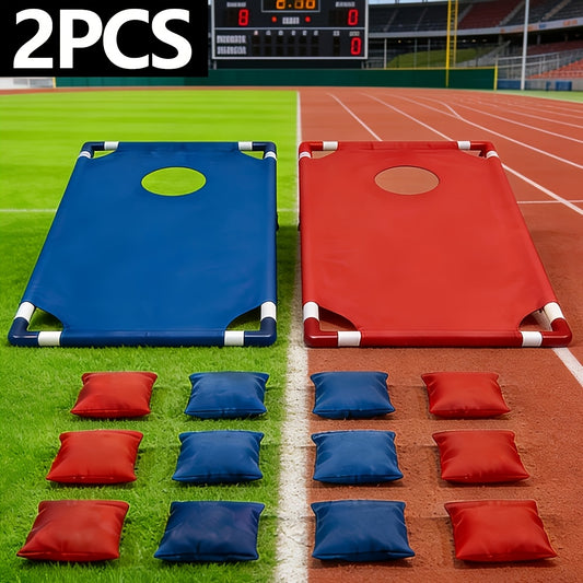 [Portable Bean Bag Game] 2 Set Of Portable Bean Bag Throwing Game Kit-Foldable, Durable And Portable, Suitable For Outdoor Parties, Camping And Backyard Entertainment-Includes 12 Bean Bag, No Battery Required, Available In Red And Blue, With Random Color