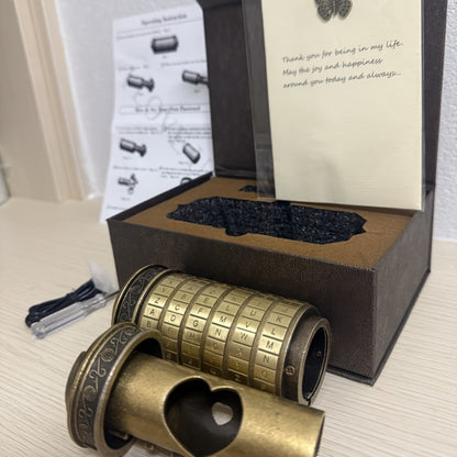 Brain Teaser Combination Lock Puzzle Gift Set – Retro Mini Lock Brain Game for Adults Teens, Romantic Valentine's Day Anniversary Wedding Birthday Escape Room Christmas Gift, Cyan Boxed Novelty Puzzle