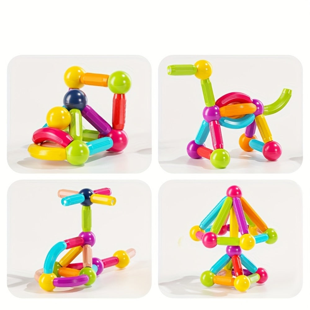 Creative Magnetic Sticks Building Set 28/58 Pcs – 3D Structure Construction STEM Toy for Kids, Stimulate Imagination & Creativity, Perfect for Family Classroom & Group Play Ages 3+
