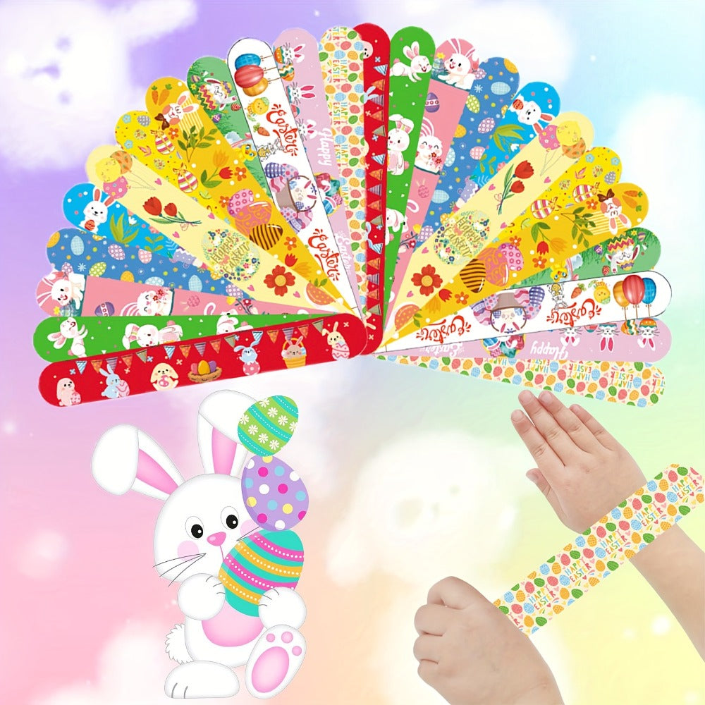 Easter Slap Bracelets for Kids 72 Pcs – Easter Basket Fillers, Egg Fillers, Classroom Prizes & Party Favors for Boys & Girls – PVC Snap Bracelets Bulk for Easter Celebrations & School Rewards