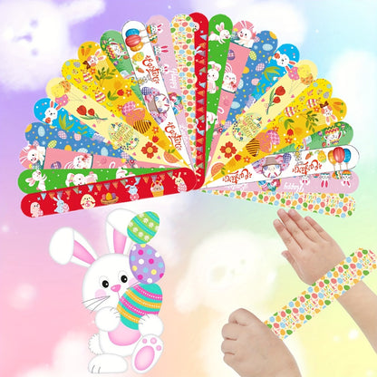 Easter Slap Bracelets for Kids 72 Pcs – Easter Basket Fillers, Egg Fillers, Classroom Prizes & Party Favors for Boys & Girls – PVC Snap Bracelets Bulk for Easter Celebrations & School Rewards