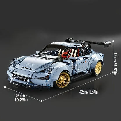 2100pcs Cool Toys for Men Creative Misty Blue Lowrider Sports Car Building Blocks Model Fashionable Model Desktop Ornament Room Decoration, Home, Adult Building, Valentine'S Day Gifts