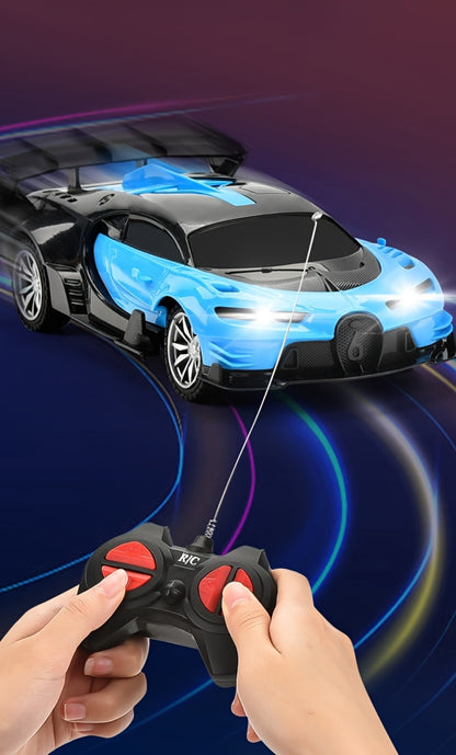 1:24 High-Speed Drift RC Car with LED Lights – 4-Channel Simulation Model Remote Control Car Toy, Green Blue Black Red Black Color Options, Birthday Christmas Halloween Gift for Boys & Girls