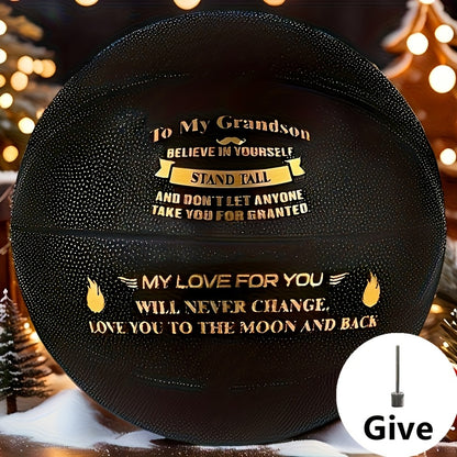 Personalized Basketball Gift for Son & Grandson Standard Size with Pump To My Son To My Grandson Heartfelt Message Sports Birthday Christmas Holiday Gift for Boys Teens