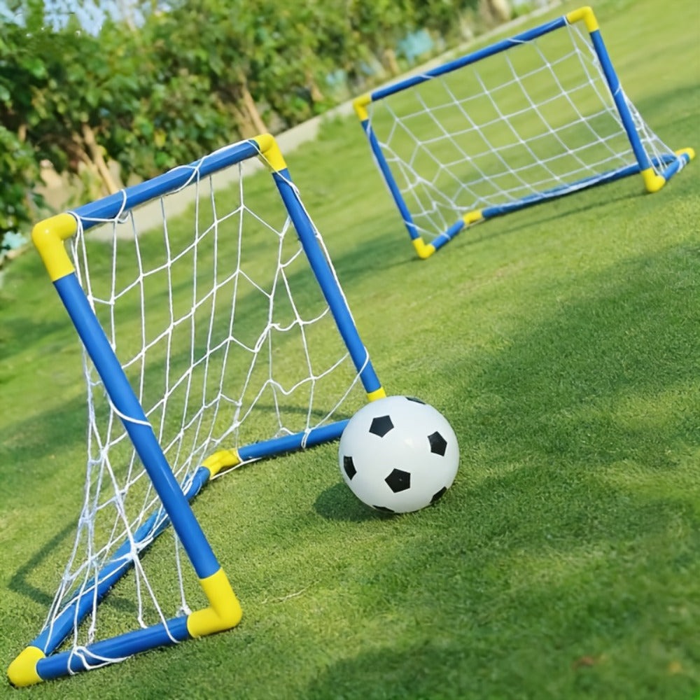 Kids Youth Football Goal Set – 2pcs Portable Easy-Assemble Soccer Goals for Indoor & Outdoor Play | Family Entertainment & Sports Training Gift for Boys and Girls