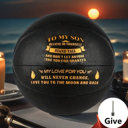 Personalized Basketball Gift for Son & Grandson Standard Size with Pump To My Son To My Grandson Heartfelt Message Sports Birthday Christmas Holiday Gift for Boys Teens