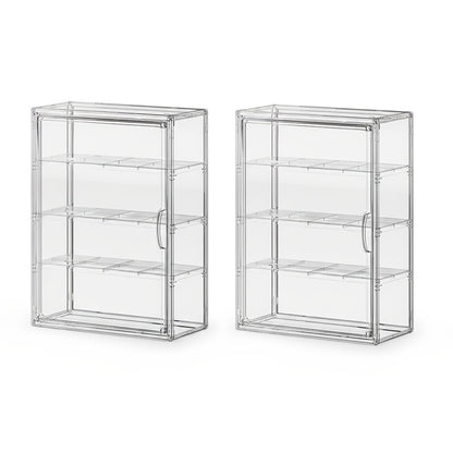Acrylic Display Case Wall Mounted 4 Tiers – Clear Figure Display Cabinet with 3 Adjustable Dividers, Magnetic Door & Dust-Proof Design for Action Figures, Collectibles, Funko Pop, Toys & Models