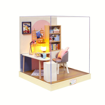 1pc with Dust Cover, Dollhouse Kit, Puzzle Puzzle Puzzle Mini House Model, Cultivating Patience And Hands-on Ability, Room And Desktop Decoration, Birthday Gift (excluding Tool Glue And Battery)