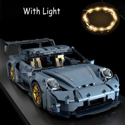 2100pcs Cool Toys for Men Creative Misty Blue Lowrider Sports Car Building Blocks Model Fashionable Model Desktop Ornament Room Decoration, Home, Adult Building, Valentine'S Day Gifts