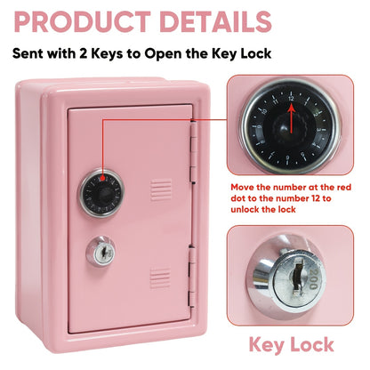 1pc Secure Metal Coin Bank Safe, Save Money Box Cash Storage Box with Key And Combination Lock, Small Money Bank with Removable Drawer, Home/office with Ideal for Back to School, Halloween, Christmas, New Year Gifts