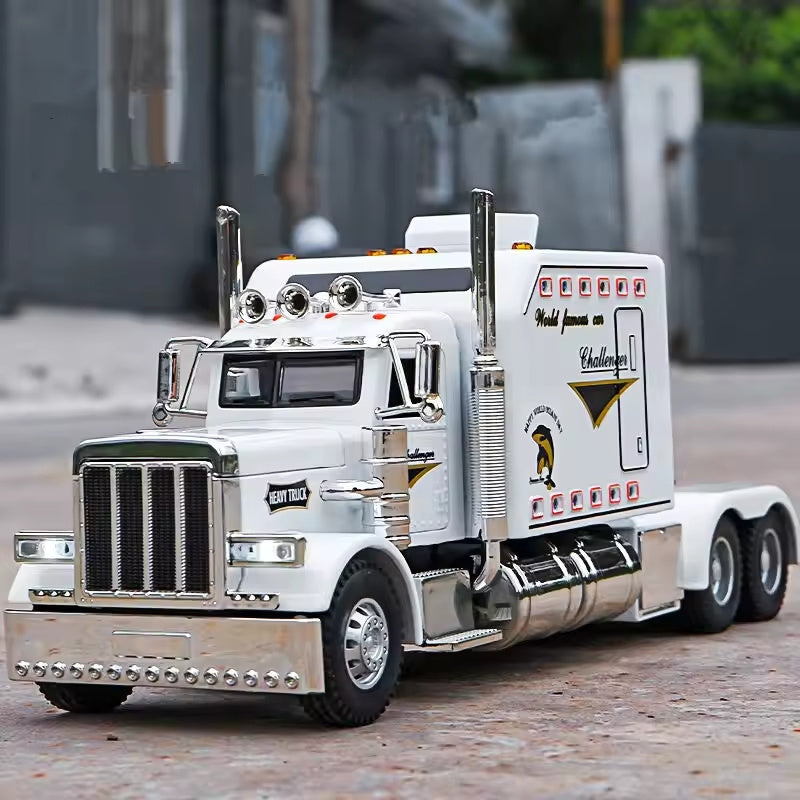 Die-cast Metal Model Cars, Semi-trailer Trucks, Heavy-duty Trucks and Trailer Toy Vehicles, Pull-back Alloy Truck Toys, 1:24 Scale Truck Model Toys, Toy Car Collectible Ornaments, the Perfect Gift for Children Aged 3 and Up, Birthday Gift