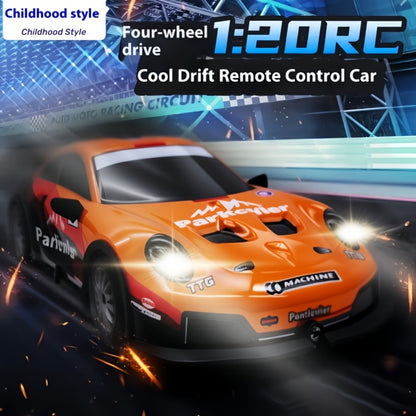 BSJ RC Drift Car 1:24 Scale 4WD 28KM/H Alloy Body with Drift Tires, LED Lights, Barricades & 2 Batteries – Crash-Resistant Racing Car for Boys & Girls, Birthday Christmas Gift (Black/Yellow)