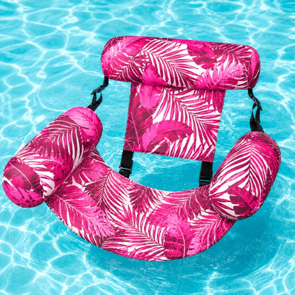 Tropical Leaf Inflatable Pool Float Lounger for Adults – Hammock Chair with Adjustable Back & Head Support, Buoyant Pillow, Fabric Cover, Pool Lake Beach Summer Water Party Relaxation Gift