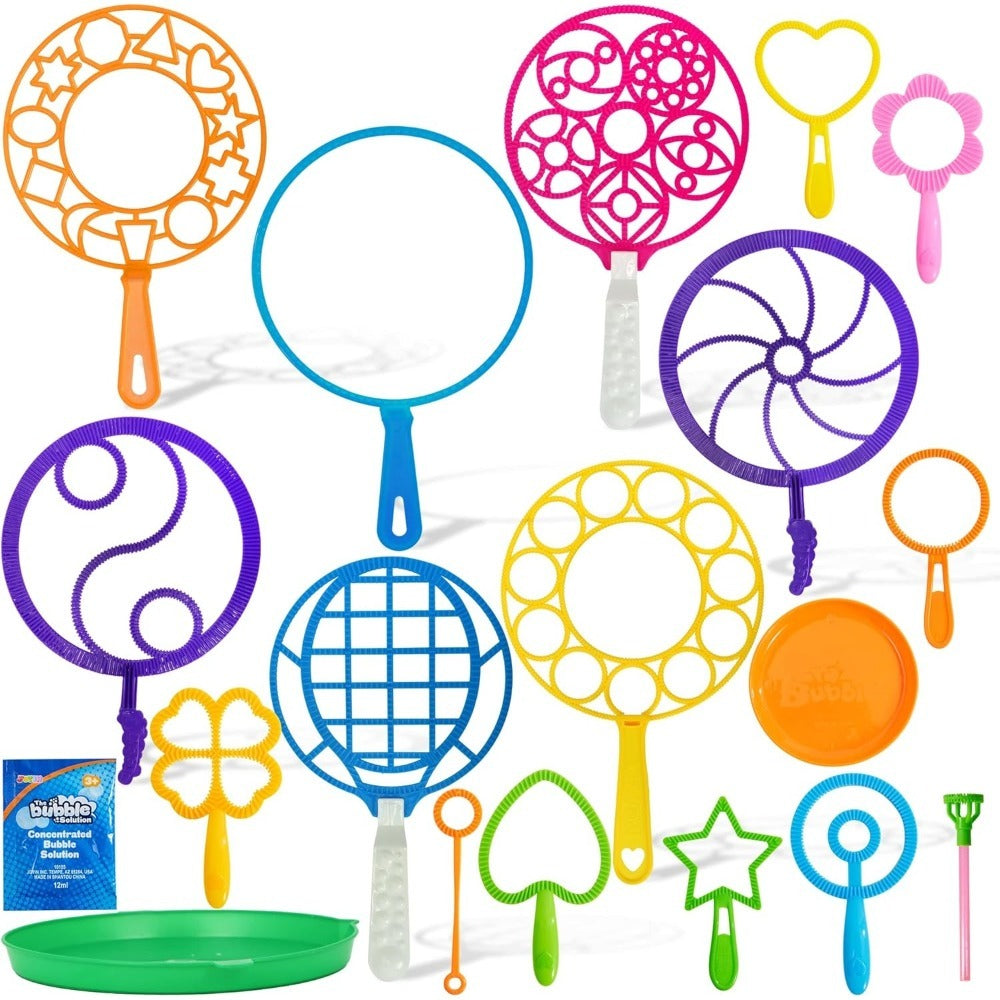 18pcs Giant Bubble Wands Set Bulk, Large Bubble Maker with Tray & Solution, Summer Outdoor Kids Toys, Perfect for Easter Party Favors, Birthday Gifts & Outdoor Game Activities