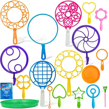 18pcs Giant Bubble Wands Set Bulk, Large Bubble Maker with Tray & Solution, Summer Outdoor Kids Toys, Perfect for Easter Party Favors, Birthday Gifts & Outdoor Game Activities