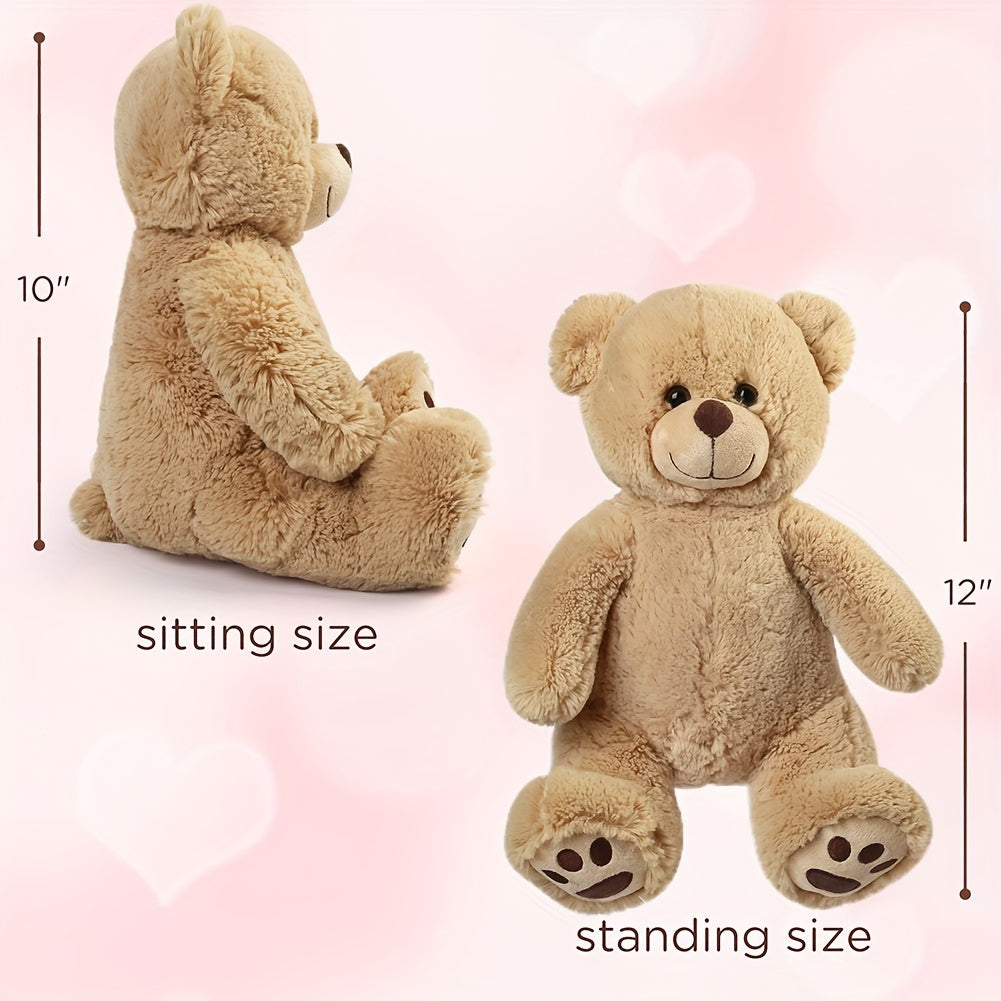 Brown Teddy Bear Stuffed Animals, 12 Inch Cute Plush Teddy Bear Toy, Plushies Gift for Kids, Toddlers, Boys And Girls, Easter Decoration, Children Birthday Gifts, Christmas Gifts