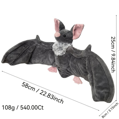 Adorable Grey Bat Plush - 23" Wingspan Soft Stuffed Animal, Halloween Party Decor for Home Bedroom Car, Cute Spooky Gift for Animal Lovers
