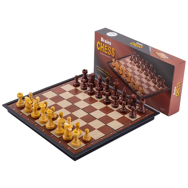 9.4 in Magnetic Chess Set Folding Portable, Travel Game for Inches Foldable Magnetic Chess Set, Travel-Friendly Educational Toy for Kids Adults, Interactive Games, Minimalist Chess