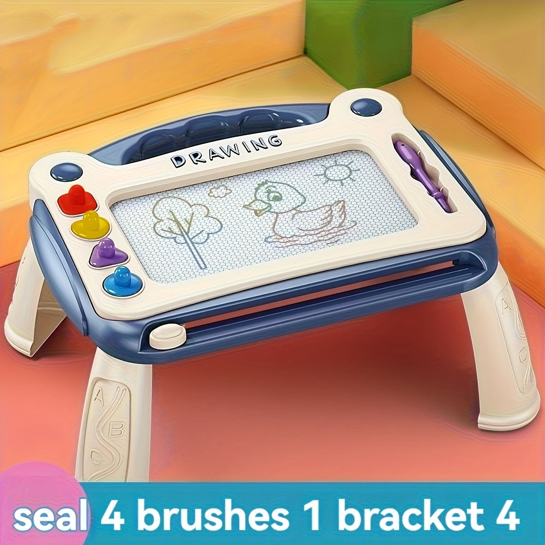 Magnetic Drawing Board, Early Learning Educational Toys, Birthday Gifts for Boys and Girls, Christmas and Halloween Gifts (4 Stamps + 1 Paintbrush + 4 Stands)