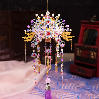 Elegant MU Small Phoenix Crown 3D Metal Puzzle - Vibrant Blue & Golden, Intricate Design with Beads & Tassels - Ideal Birthday or Christmas Gift for Boyfriend or Girlfriend