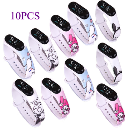 10pcs Sanrio Cartoon Anime Kawaii Kuromi Melody Electronic Sports Watch, Party Party Party Gift, Children's Gift, Festival Gift, Birthday Gift Suitable for Teachers, Prize Exchange Gift, 4 Color Mix and Match