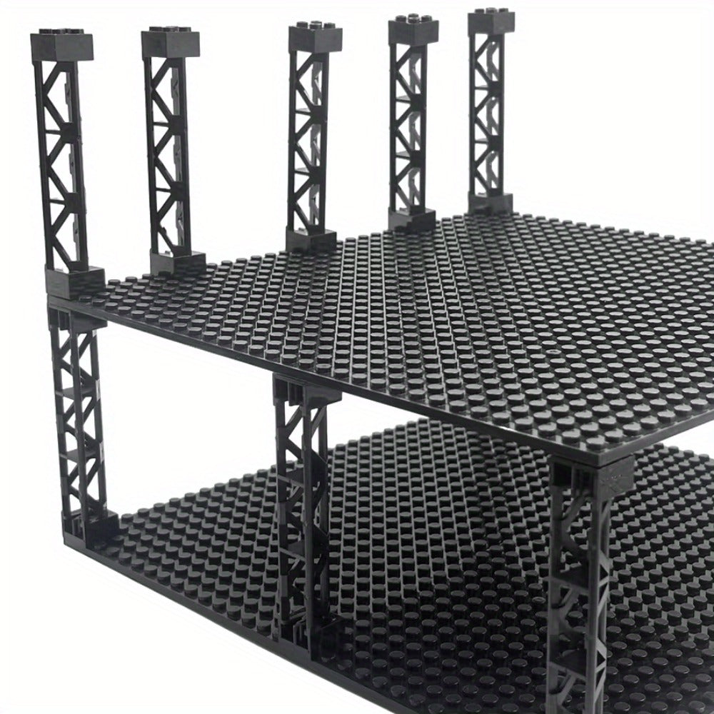 Compatible Pillar Support Bricks 20pcs Black – 2x2x10 Column Rod Blocks for Train Car Girder City Models, LEGO-Compatible Parts 58827 95347, MOC Building Accessory for Kids & Adult Builders