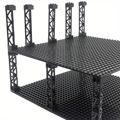 Compatible Pillar Support Bricks 20pcs Black – 2x2x10 Column Rod Blocks for Train Car Girder City Models, LEGO-Compatible Parts 58827 95347, MOC Building Accessory for Kids & Adult Builders