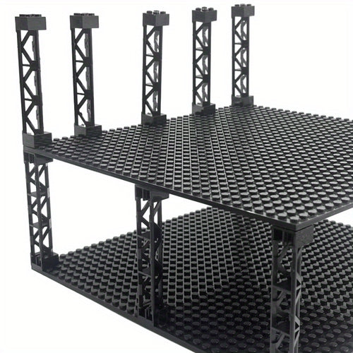 Compatible Pillar Support Bricks 20pcs Black – 2x2x10 Column Rod Blocks for Train Car Girder City Models, LEGO-Compatible Parts 58827 95347, MOC Building Accessory for Kids & Adult Builders