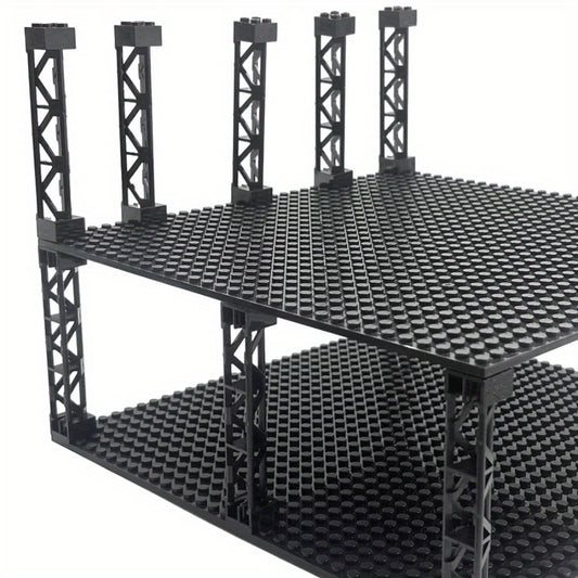 20pcs Black Building Blocks Compatible for 58827 & 95347 Train Car Pillar Supports, Girder Bricks, Military Toys with 2x2x10, Rod Blocks Suitable for City Models, Tabletop Games, for Schooling