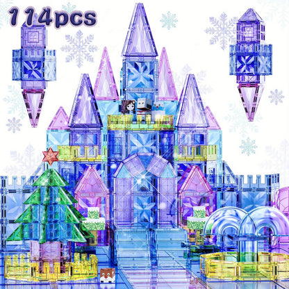 Set of 114pcs Featuring a Diamond Princess Ice Castle Theme, Designed As Puzzle Toys for Kids