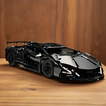 Black Supercar Building Blocks Set 1288 Pcs Limited Edition – Openable Hood & Trunk Functional Headlights Realistic Engine, Advanced Assembly Model Kit for Adults & Teens, Birthday Christmas Gift