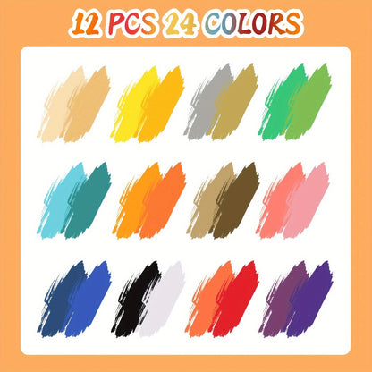 Double-Ended Acrylic Paint Pens 48 72 Colors Bulk Pack – Waterproof Dual Tip Markers for Rock Painting Fabric Metal Glass Wood Canvas Ceramics Eggs Pumpkins Artist Crafter Gift