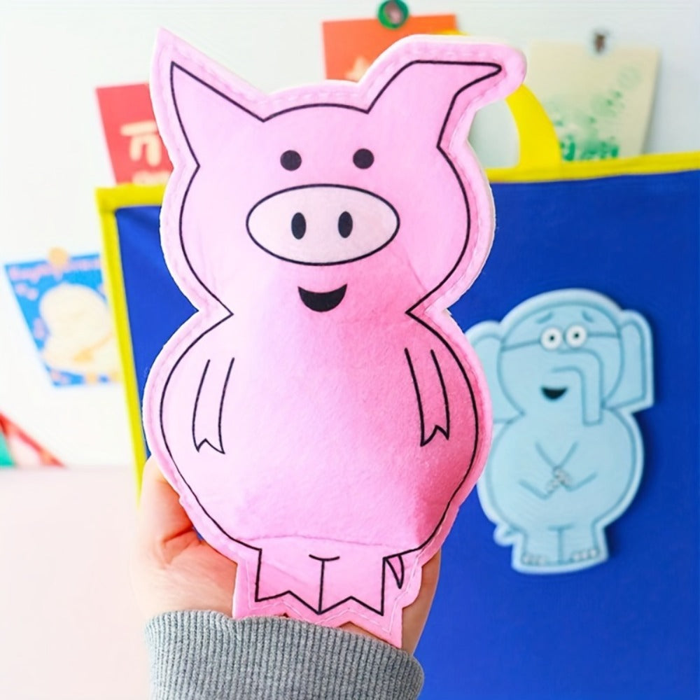 Hand Puppets of Elephant And Piggie - Props for Storytelling Performances, Interactive Teaching Tools for Classrooms by Hoojojo