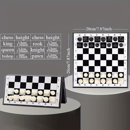 Magnetic Chess Folding for Easy Storage Magnetic Checkerboard Magnetic Chess Mini Portable Chess, Without Battery