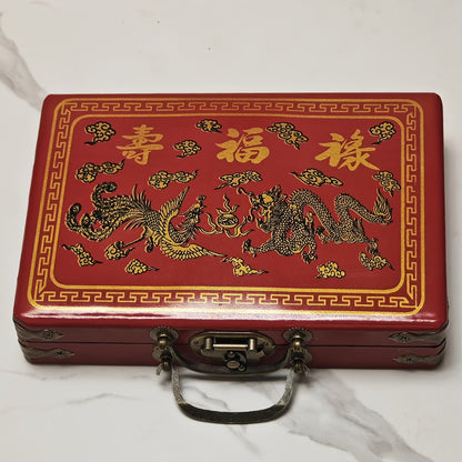 Classic Ivory Chinese Mahjong Set with 146 Tiles, Durable Vinyl Case, Wind Indicator & Dice - Traditional Gameplay, Family Edition, Best for Christmas, Perfect for Thanksgiving