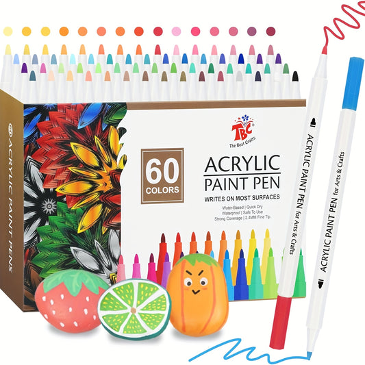 TBC The Best Crafts Acrylic Paint Pen -60 Color Waterproof, Non-toxic, Odorless, Suitable For Paper, Pottery, Stones, Backpacks, Glass, Eggs, Fabrics, Plastics, Handicrafts