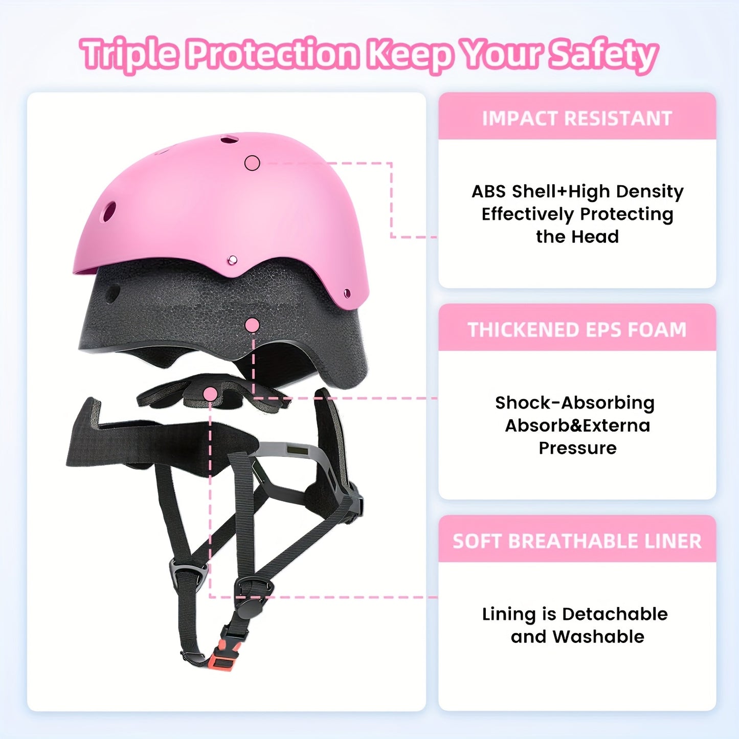 Kids Bike Helmet, 1pc Unisex Adjustable Sports Helmet with Removable Liner - Sleek Matte Finish, Ventilation Holes for Breathability, Perfect for Halloween, Christmas, And Birthday Gifts, XXS for Toddler/ 18.89''- 21.65''