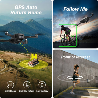 GPS Follow Me Drone Under 250g with 4.5 Inch LCD Screen – Camera Drone for Adults Beginners, Auto Return, Gesture Flight, Brushless Motor, Altitude Hold, 3 Speeds, Supports 32G SD Card