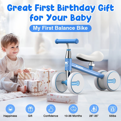 [Perfect First Birthday] Baby Balance Bike for 10-36 Month Toddler Boys & Girls, 4 Wheels Kids First Balance Bike, Perfect First Birthday & Children's Day Gifts