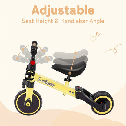 [3-In-1 Bike & Trike] Winfire 3-In-1 Toddler Balance Bike And Convertible Trike for Kids 2, Adjustable Bike with Foldable Rear Wheels, Removable Pedals, Kids Tricycle And Balance Bike Combo