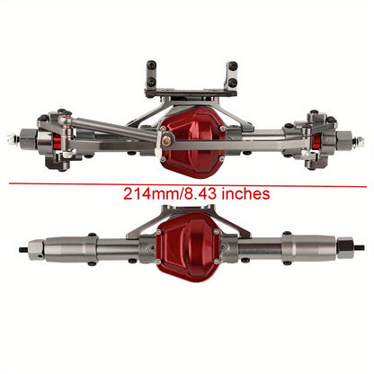 SCX10 Metal Axle Upgrade Kit CNC Aluminum Alloy Front & Rear Straight Axles for 1/10 RC Crawler – Compatible with Axial SCX10 90046 90047 Climbing Car, 45# Steel Drive Shaft, Ages 14+