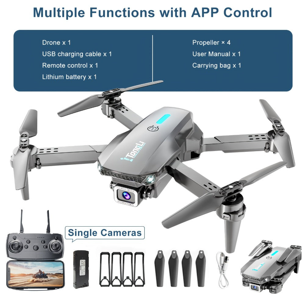 Foldable HD Camera Drone with Free Storage Bag & USB-C Charging – 3D Flips, Beginner-Friendly Aerial Photography Quadcopter for Vlogging, Outdoor Flying, Single or Dual Camera Options