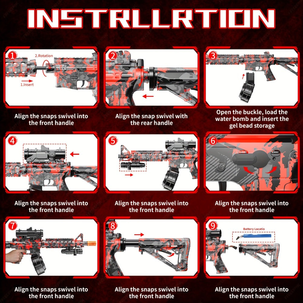 Large Blaster with Drum, Automatic Dual Mode Blaster, for Outdoor Activities -Perfect for Outdoor Team Games & Christmas Gifts, Black And Red