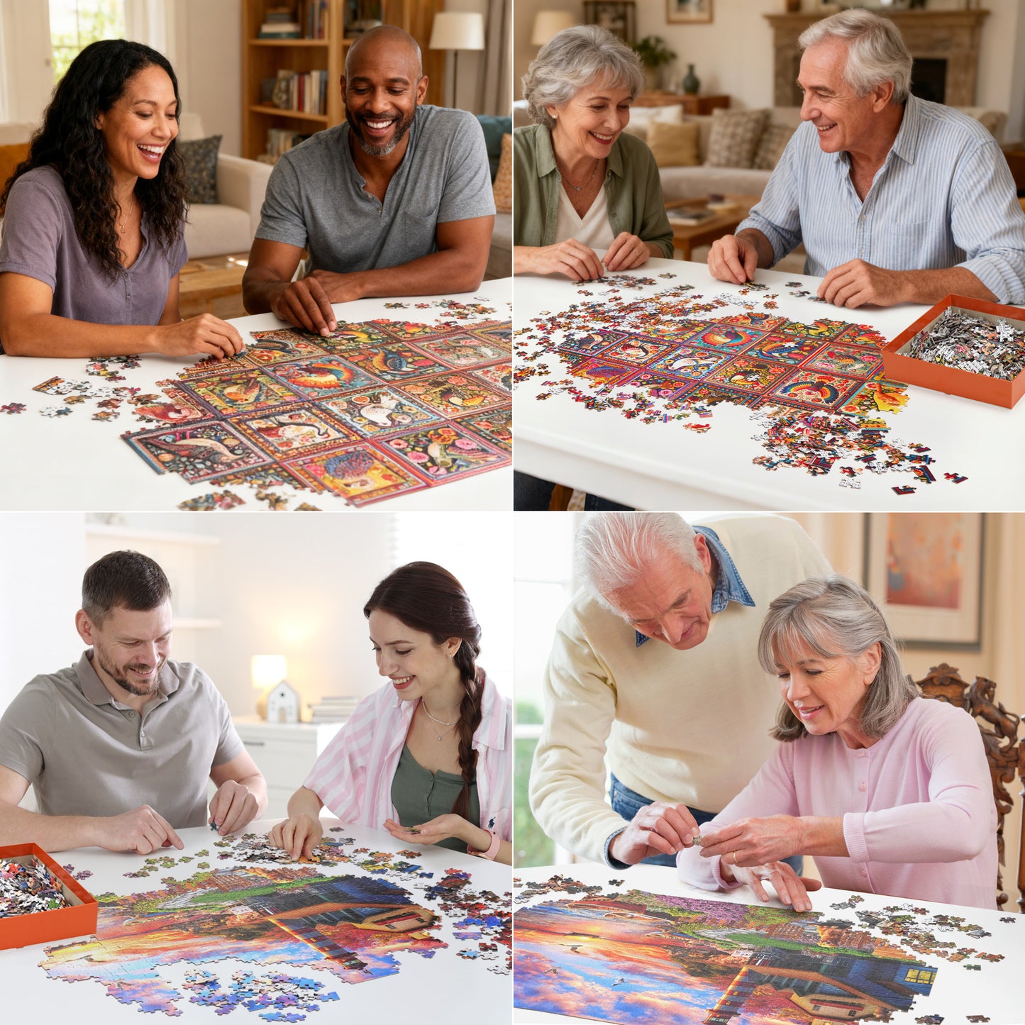 3 Pack 1000 Pieces Jigsaw Puzzles for Adults, Gift for Christmas Birthdays, DIY Brain Teaser Gift for Adults & Family Interactive Fun